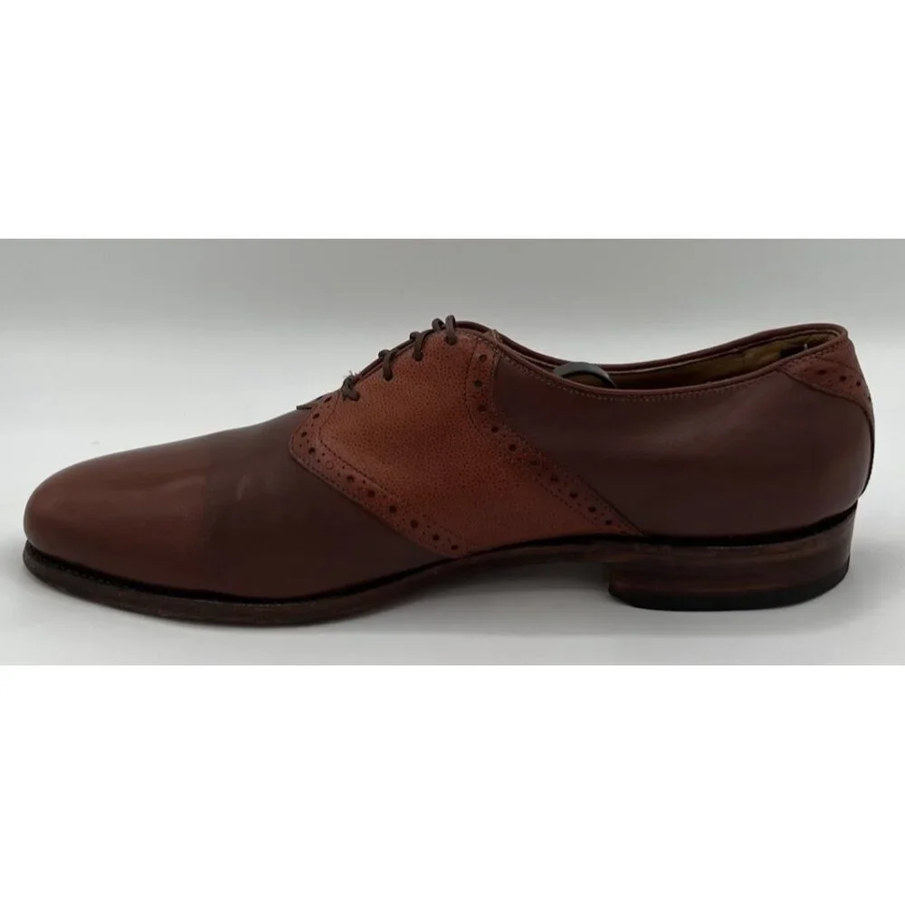 Allen Edmonds Monte Carlo Size 9AA Brown Leather & Snakeskin Derby Dress Shoes